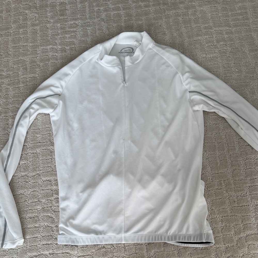White Long Sleeve Athletic quarter zip